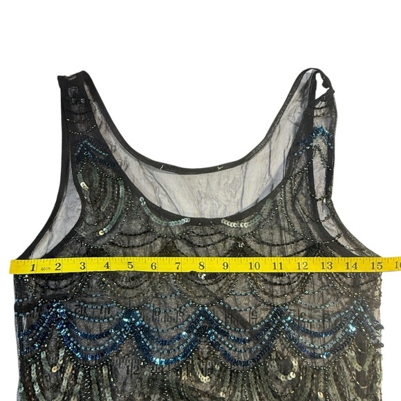 Urban Outfitters Y2K Sequin Flapper Mini Dress Sheer Small Showgirl Fairy Mesh - Picture 5 of 7